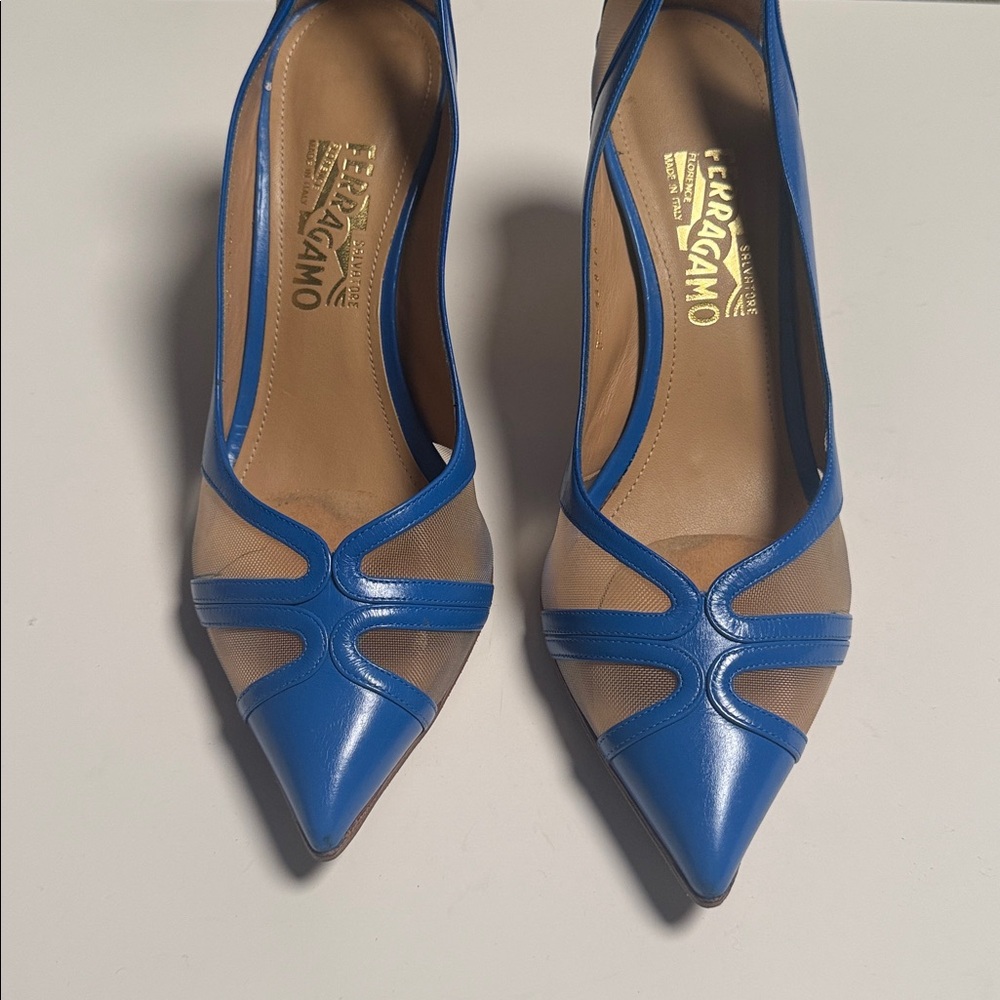 Salvatore Ferragamo Blue kitten Heels - Picture 4 of 6